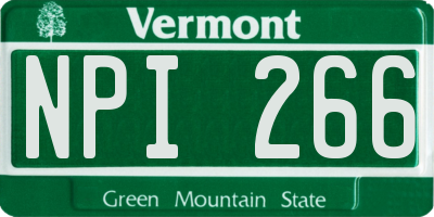 VT license plate NPI266