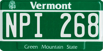 VT license plate NPI268