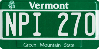 VT license plate NPI270