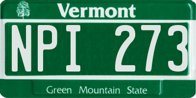 VT license plate NPI273