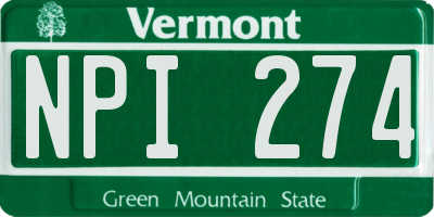 VT license plate NPI274