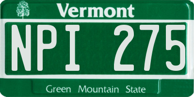 VT license plate NPI275