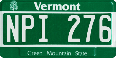 VT license plate NPI276
