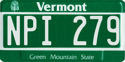 VT license plate NPI279