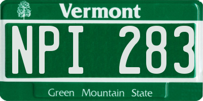 VT license plate NPI283