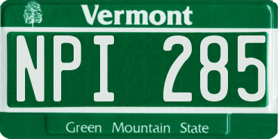 VT license plate NPI285