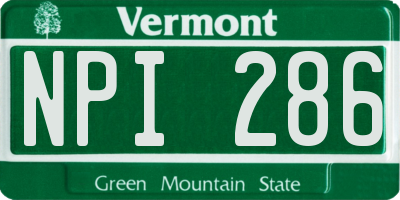 VT license plate NPI286