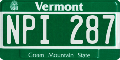 VT license plate NPI287