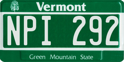 VT license plate NPI292