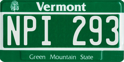 VT license plate NPI293