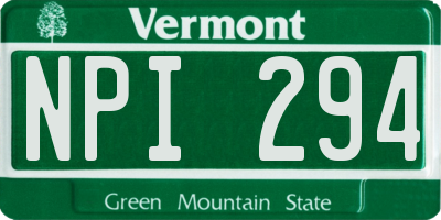 VT license plate NPI294