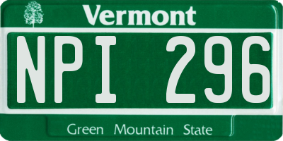 VT license plate NPI296