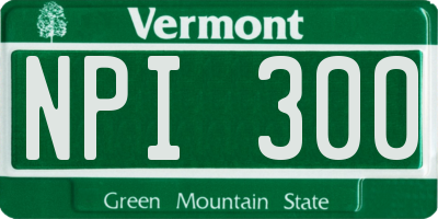 VT license plate NPI300