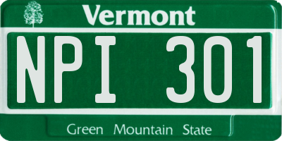 VT license plate NPI301