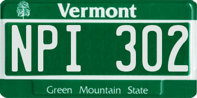 VT license plate NPI302