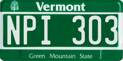 VT license plate NPI303