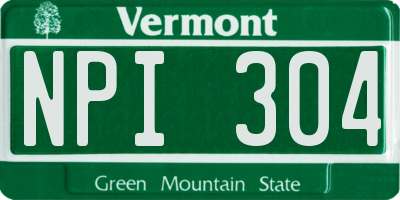 VT license plate NPI304