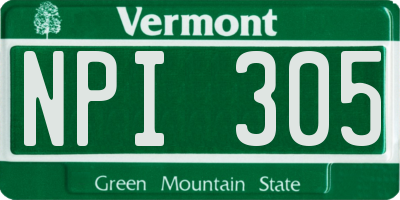 VT license plate NPI305