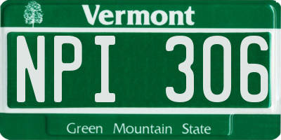 VT license plate NPI306