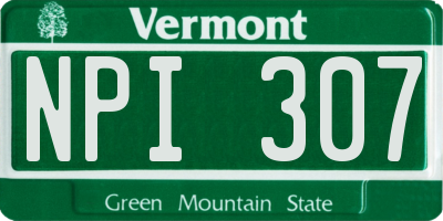VT license plate NPI307