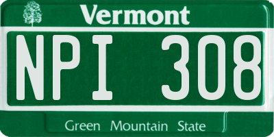 VT license plate NPI308