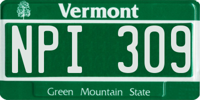 VT license plate NPI309