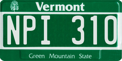 VT license plate NPI310
