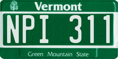 VT license plate NPI311