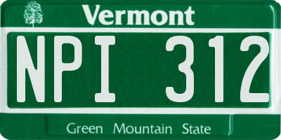 VT license plate NPI312