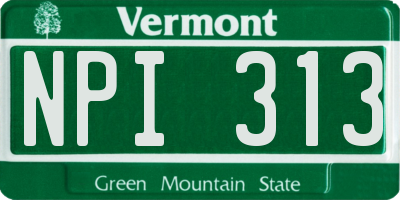 VT license plate NPI313