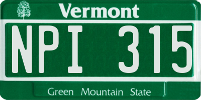 VT license plate NPI315