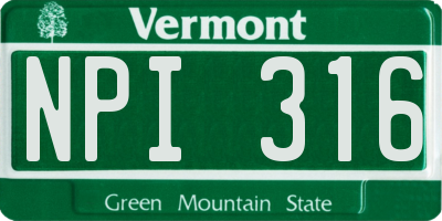 VT license plate NPI316