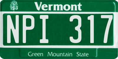 VT license plate NPI317
