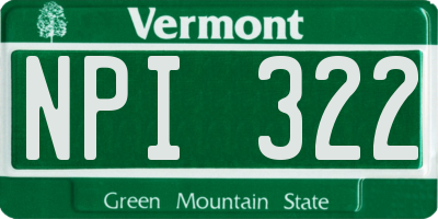 VT license plate NPI322