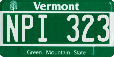 VT license plate NPI323