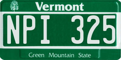 VT license plate NPI325