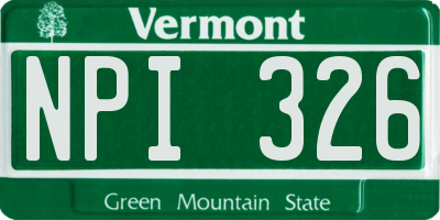 VT license plate NPI326