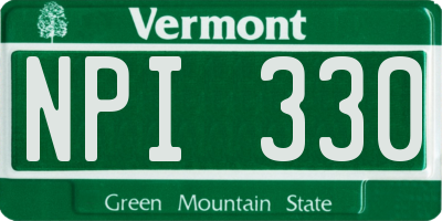 VT license plate NPI330