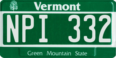 VT license plate NPI332