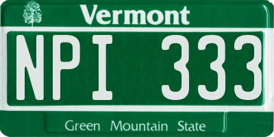 VT license plate NPI333