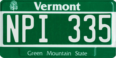 VT license plate NPI335