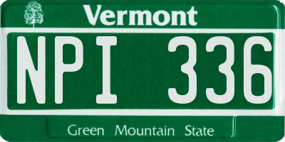 VT license plate NPI336
