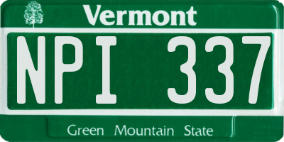 VT license plate NPI337