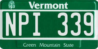 VT license plate NPI339