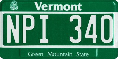 VT license plate NPI340