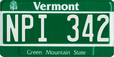 VT license plate NPI342