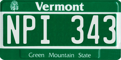 VT license plate NPI343