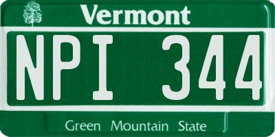 VT license plate NPI344