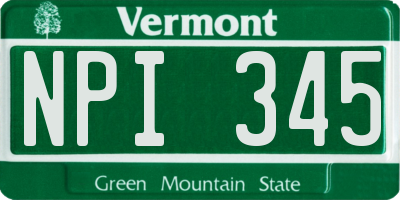 VT license plate NPI345