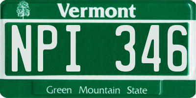 VT license plate NPI346